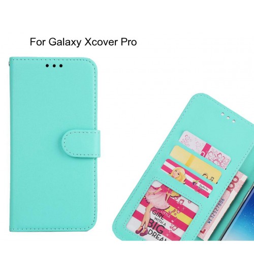 Galaxy Xcover Pro  Case Magnetic Flip Leather Wallet Case - Green
