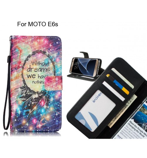 MOTO E6s case 3 card leather wallet case printed ID