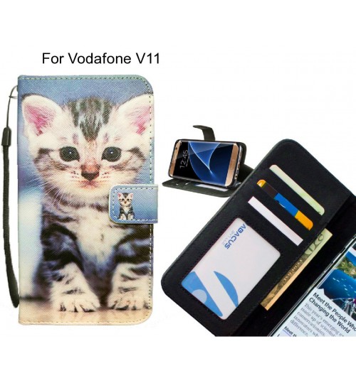 Vodafone V11 case 3 card leather wallet case printed ID