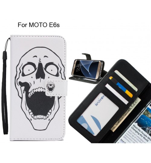 MOTO E6s case 3 card leather wallet case printed ID