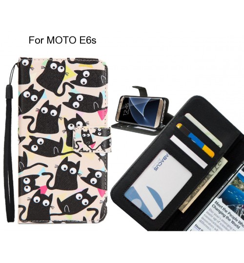 MOTO E6s case 3 card leather wallet case printed ID