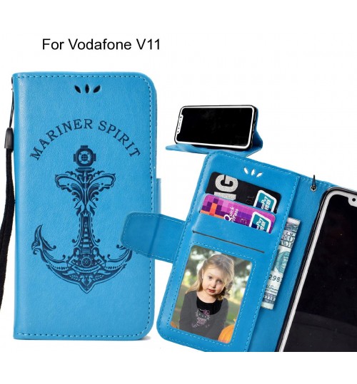 Vodafone V11 Case Wallet Leather Case Embossed Anchor Pattern