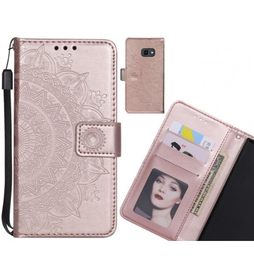 Galaxy Xcover 4s Case Mandala Embossed Leather Wallet Case - Rose Gold