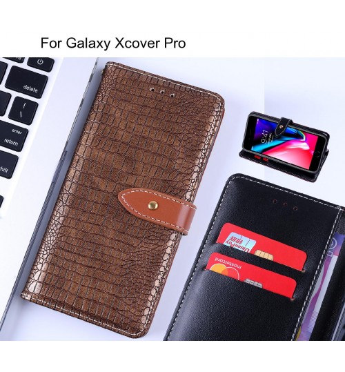 Galaxy Xcover Pro case croco pattern leather wallet case