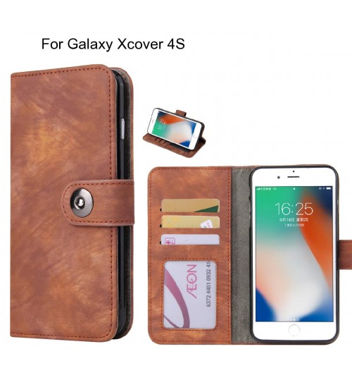 Galaxy Xcover 4s Case Retro Leather Wallet Case - Brown