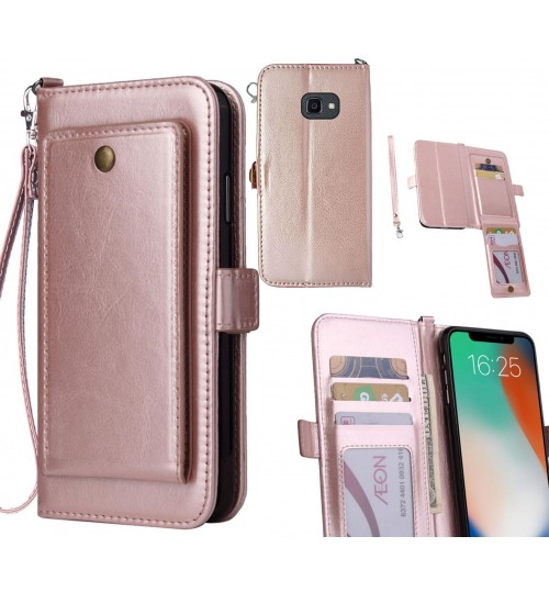 Galaxy Xcover 4s Case Retro Leather Wallet Case - Rose Gold