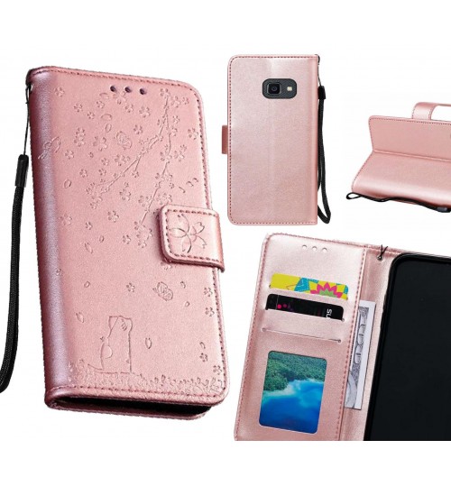 Galaxy Xcover 4s Case Embossed Wallet Leather Case - Rose Gold