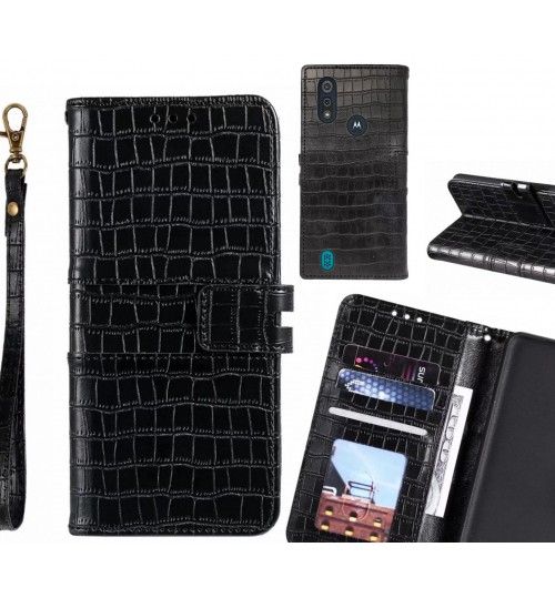 MOTO E6s case croco wallet Leather case