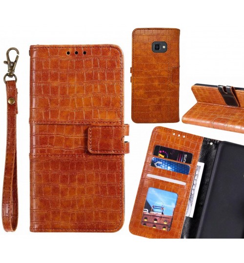 Galaxy Xcover 4s Case Croco Wallet Leather Case - Brown