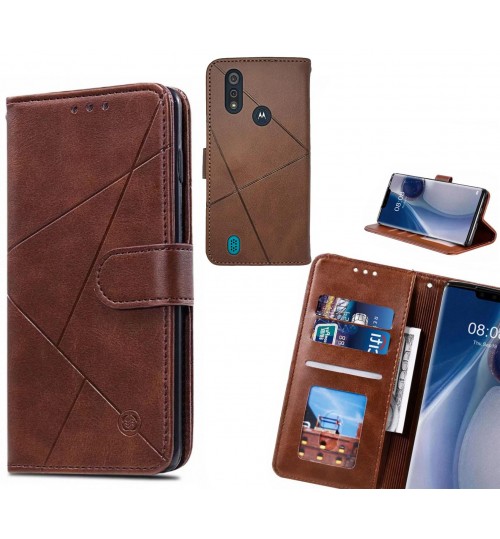 Moto E6s Case Fine Leather Wallet Case - Brown