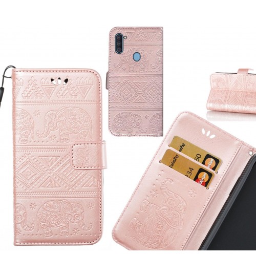 Samsung Galaxy A11 case Wallet Leather case Embossed Elephant Pattern