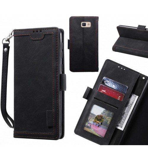 Galaxy J5 Prime Case Wallet Denim Leather Case Cover - Black