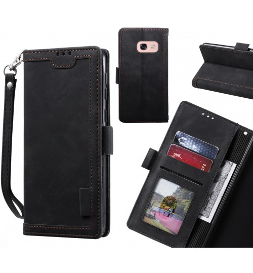 Galaxy A3 2017 Case Wallet Denim Leather Case Cover - Black