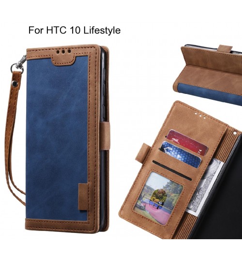 Htc 10 Lifestyle Case Wallet Denim Leather Case Cover - Blue