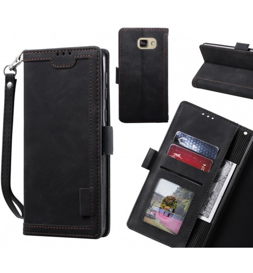 Galaxy A5 2016 Case Wallet Denim Leather Case Cover - Black