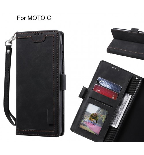 MOTO C Case Wallet Denim Leather Case Cover