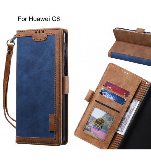 Huawei G8 Case Wallet Denim Leather Case Cover - Blue