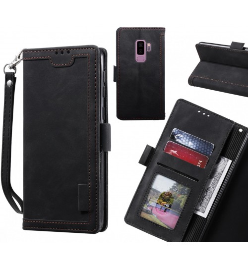 Galaxy S9 Plus Case Wallet Denim Leather Case Cover - Black