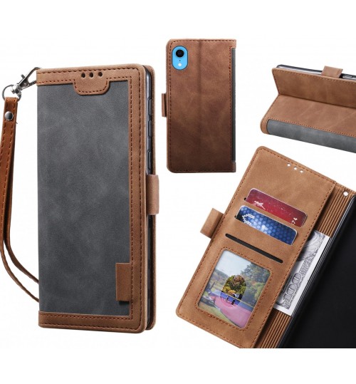 Iphone Xr Case Wallet Denim Leather Case Cover - Grey