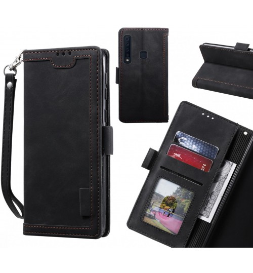 Galaxy A9 2018 Case Wallet Denim Leather Case Cover - Black