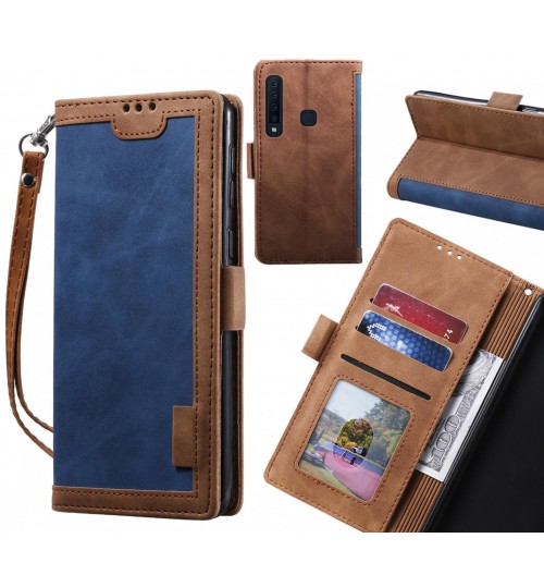 Galaxy A9 2018 Case Wallet Denim Leather Case Cover - Blue