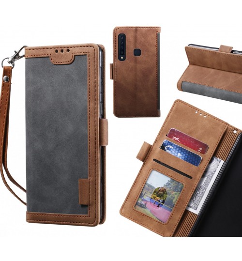 Galaxy A9 2018 Case Wallet Denim Leather Case Cover - Grey