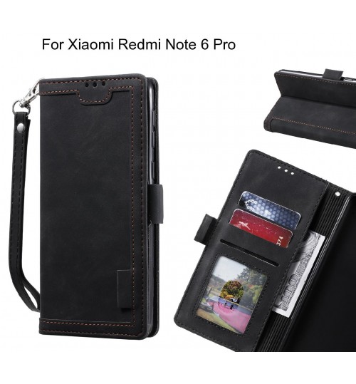 Xiaomi Redmi Note 6 Pro Case Wallet Denim Leather Case Cover - Black