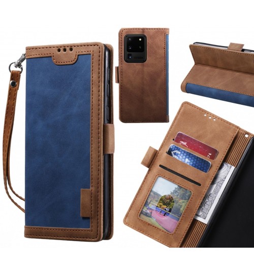 Galaxy S20 Ultra Case Wallet Denim Leather Case Cover - Blue