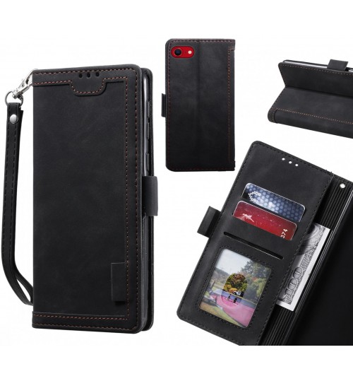 Iphone Se 2020 Case Wallet Denim Leather Case Cover - Black
