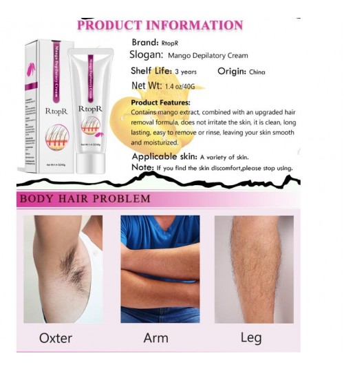 Depilatory Cream Hair Removal Cream Armpit Body Leg Skin Care