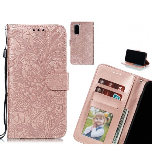 Galaxy S20 Case Embossed Wallet Slot Case - Rose Gold