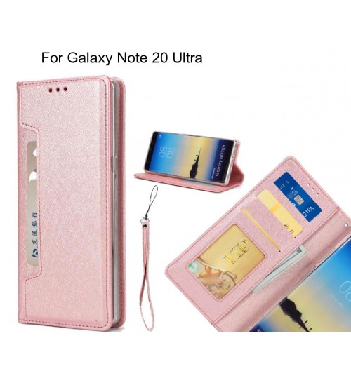 Galaxy Note 20 Ultra Case Silk Texture Leather Wallet Case - Rose Gold