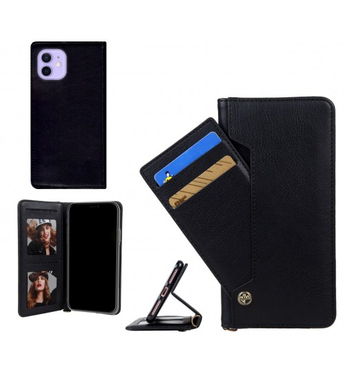 iPhone 12 case slim leather wallet case 6 cards 2 ID magnet