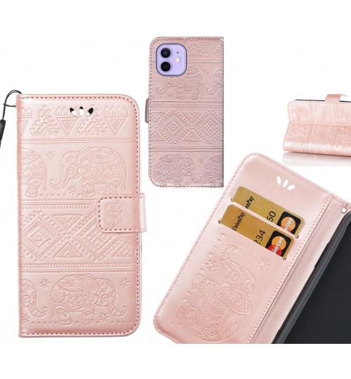 iPhone 12 case Wallet Leather case Embossed Elephant Pattern
