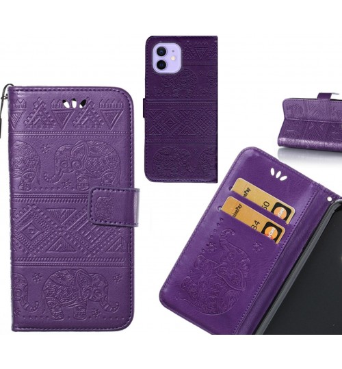 iPhone 12 case Wallet Leather case Embossed Elephant Pattern