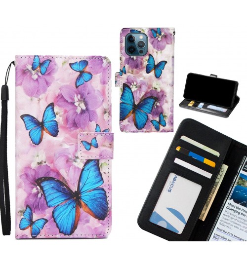 iPhone 12 Pro case 3 card leather wallet case printed ID