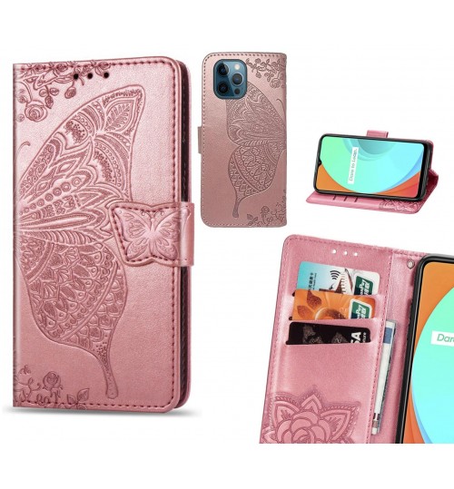 iPhone 12 Pro case Embossed Butterfly Wallet Leather Case
