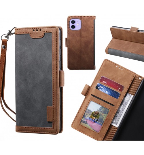Iphone 12 Case Wallet Denim Leather Case Cover - Grey