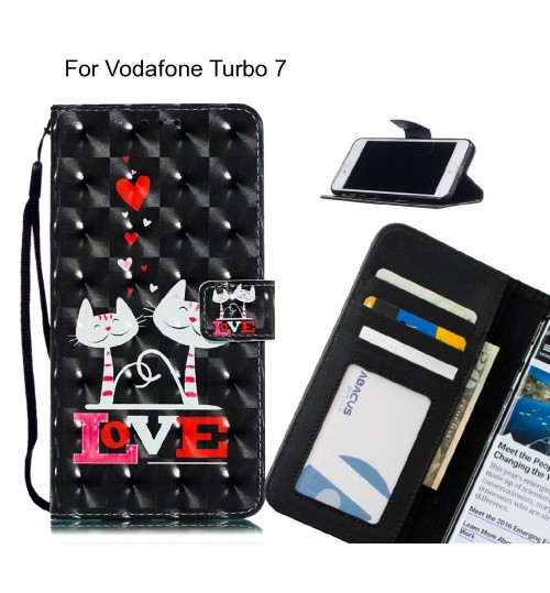 Vodafone Turbo 7 Case Leather Wallet Case 3D Pattern Printed