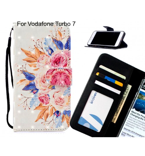 Vodafone Turbo 7 Case Leather Wallet Case 3D Pattern Printed