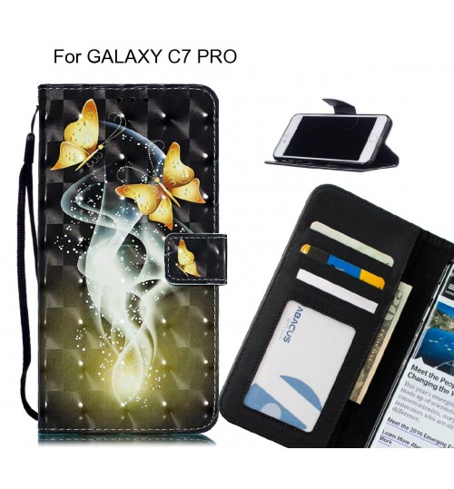 GALAXY C7 PRO Case Leather Wallet Case 3D Pattern Printed