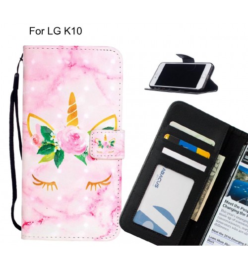 LG K10 Case Leather Wallet Case 3D Pattern Printed