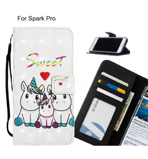 Spark Pro Case Leather Wallet Case 3D Pattern Printed