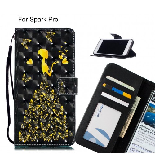 Spark Pro Case Leather Wallet Case 3D Pattern Printed