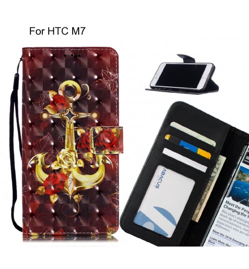 HTC M7 Case Leather Wallet Case 3D Pattern Printed