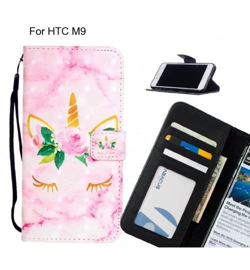 HTC M9 Case Leather Wallet Case 3D Pattern Printed