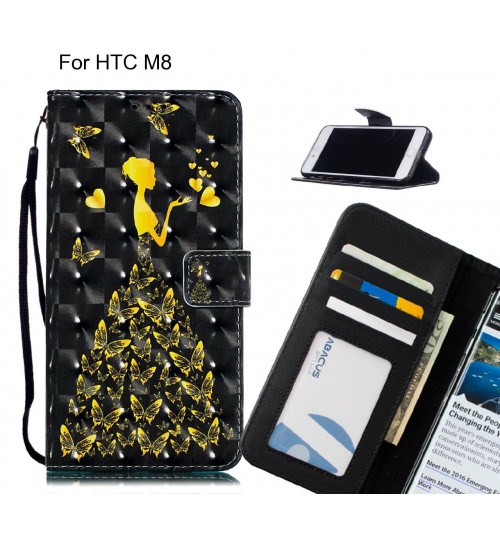 HTC M8 Case Leather Wallet Case 3D Pattern Printed