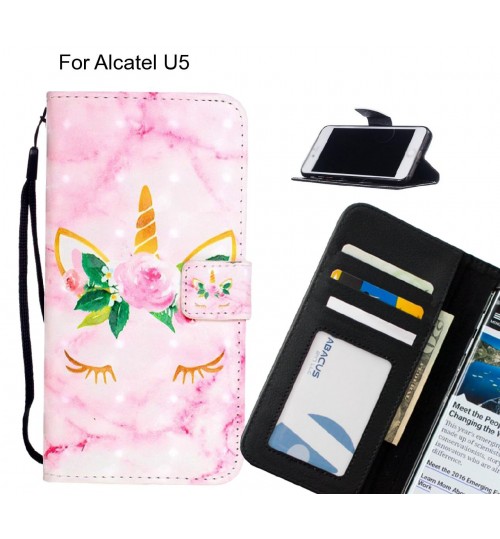 Alcatel U5 Case Leather Wallet Case 3D Pattern Printed