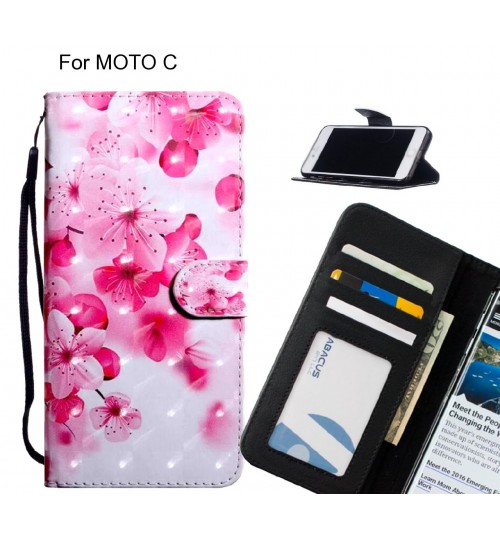 MOTO C Case Leather Wallet Case 3D Pattern Printed