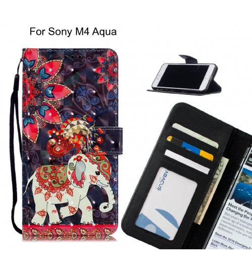 Sony M4 Aqua Case Leather Wallet Case 3D Pattern Printed